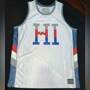 Billabong, medium , white, red, blue and grey jersey tank top!